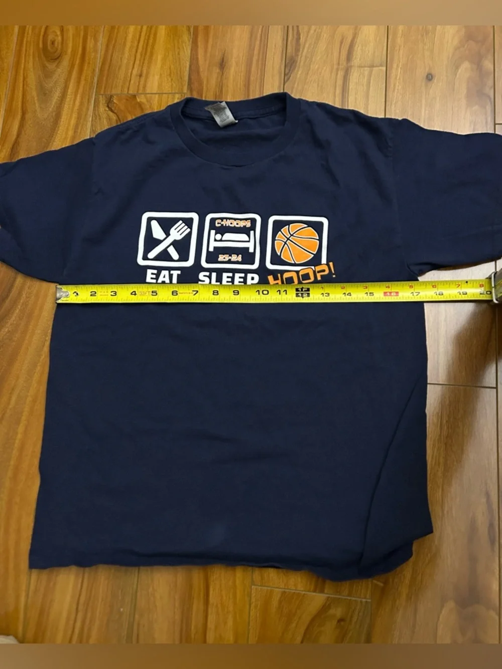 Like New Gildan Ultra Cotton Navy Blue Kids T-Shirt Eat Sleep Hoop Graphic